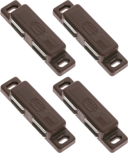 AMIG magneetsnapper/deurmagneet - 4 stuks - bruin - 7.6 x 1.8 x 1.4 cm - 6 kg