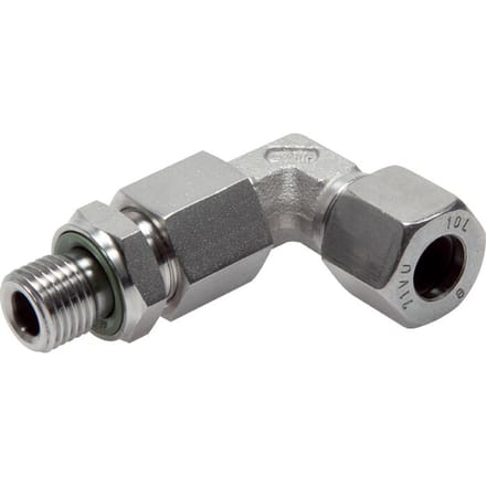 42L & G1-1/2'' RVS L-Vorm Snijringkoppeling Buitendraad 160bar Verstelbaar ISO 8434-1