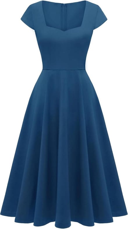 Elegante Midi Cocktailjurk met Hartvormige Uitsnede voor Dames