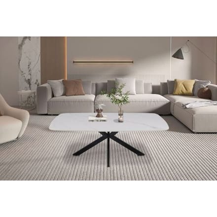 Salontafel 'Apollo' 130 cm Deens Ovaal Steen Wit mat - marmerlook