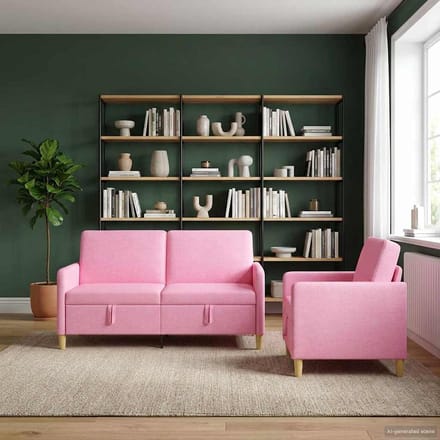 vidaXL - Sofa - Set - Met - Opslag - 2 - st - Roze - Polyester