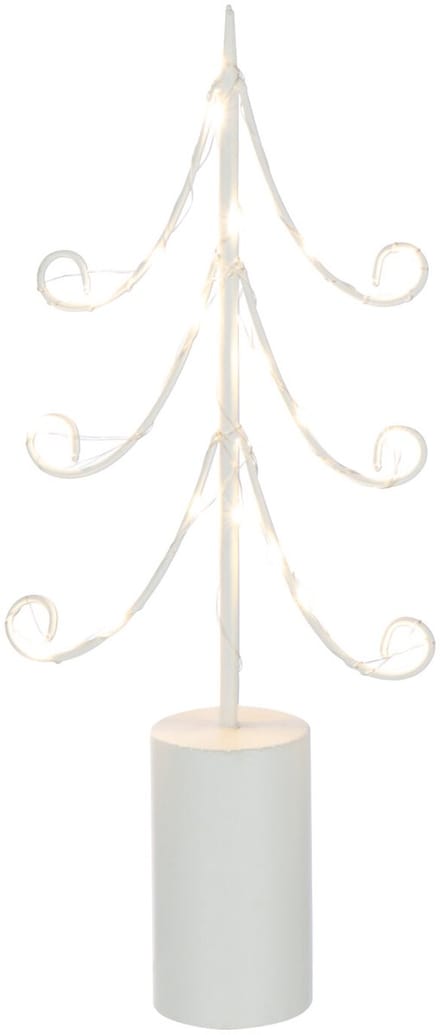 J-Line decoratie Boom - ijzer - wit - small - LED lichtjes