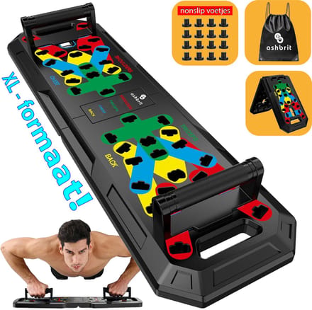 Ashbrit® Push-Up Bord XL PRO – Opdruksteun - Extra Groot ABS Opdrukbord – Push-Up Grips – Calisthenics – Inclusief Draagtas