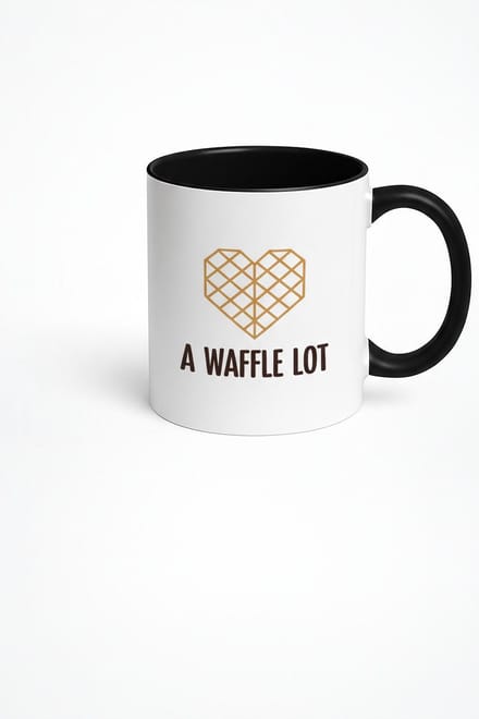 Mok 'A WAFFLE LOT' - Grappig Wafel Hart Design | Wit/Zwart Koffie Mok Cadeau