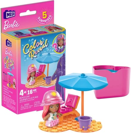 Barbie Color Reveal Beach Mega Bloks - Bouwstenen set met pop