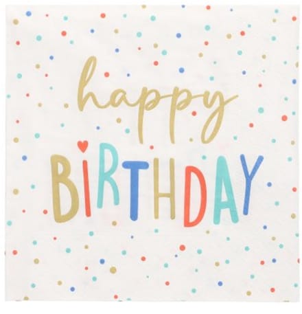 20 Servetten 3-laags 1/4 vouw 33 cm x 33 cm Happy Birthday