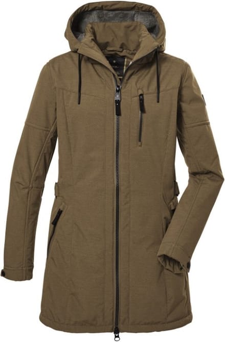 Killtec dames softshell winterparka - Dames softshell parka jas - camel - 40898 - maat 40