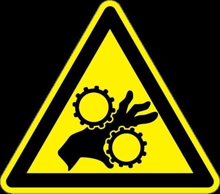 Waarschuwingssticker handbeklemming tandwielen 200 mm