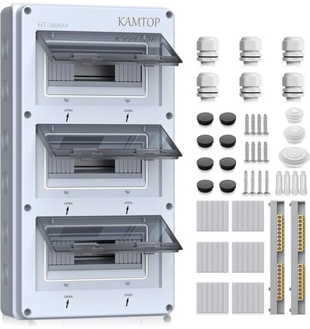 Opbouw Verdeelkast IP65 1 Rij 36 Modules met 9 Klemmen voor Buiten en Binnen