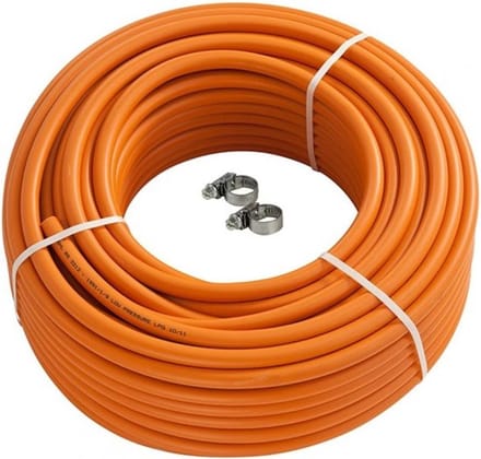rubberen gasslang 5-meter - inclusief -2 slangklemmen-gasleiding