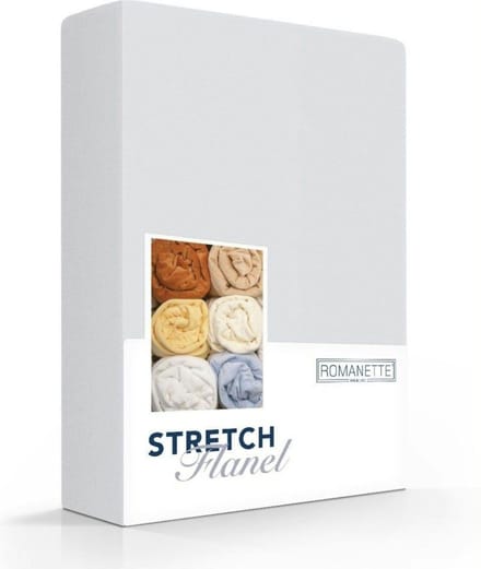 Luxe Hoeslaken Verwarmend Flanel Stretch - Zilver