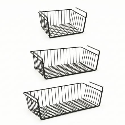 Metaltex - Set van 3 - Hangmand Babatex - Kasthangmand - 30-40-50 cm - Zwart - Organizer