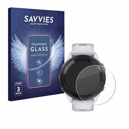 Savvies - Glas Screenprotector voor Garmin Forerunner 265 (46 mm) - Gehard Beschermglas 9H 3 Stuks