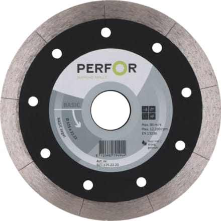 PERFOR Diamant doorslijpschijf BASIC tegel, Ø125, asgat 22,2