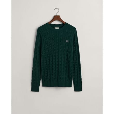 Trui GANT Men Cotton Cable C-Neck Tartan Green-L