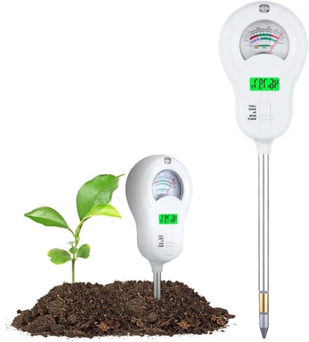 6-in-1 Bodentestmeter voor pH, Vochtigheid, Bodemvruchtbaarheid, Temperatuur en Zonlicht