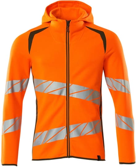 Mascot Accelerate Safe Capuchontrui met rits 19284-781 - hi-vis oranje/mosgroen - S