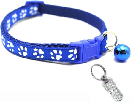 Verstelbare kat halsband met adreskoker donkerblauw