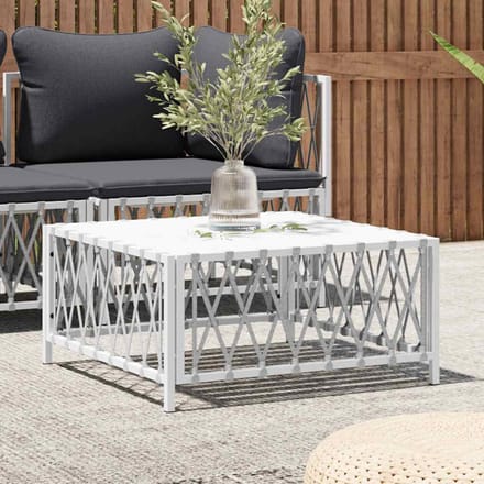 vidaXL - Tuintafel - 70x70x34 - cm - geweven - stof - wit