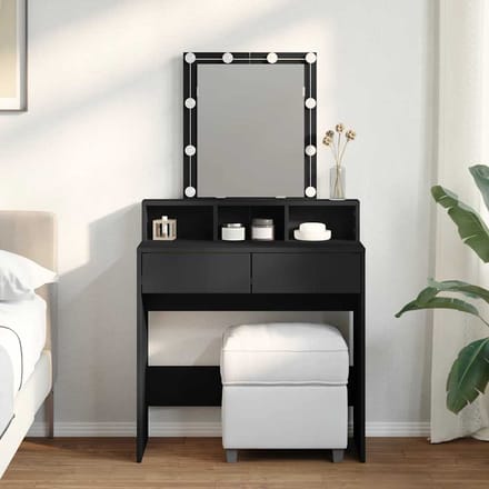 vidaXL - Kaptafel - met - LED - 80x41x144,5 - cm - zwart