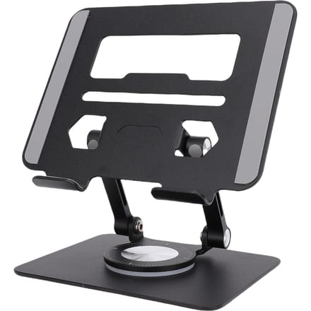 Support de Tablette avec Base Rotative à 360 Degrés Support Réglable à Double Tige pour Tablettes de 5,8 à 12,9 Pouces noir