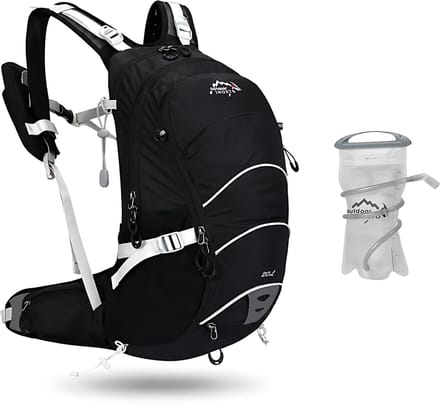 CarryQuest® - 20L Bergbeklimmen Rugzak - Waterdichte Polyester Hiking Backpack met Intern Frame, Drinksysteem, Rugventilatie & Front-/Toploader - 48x27x16 cm - Zwart