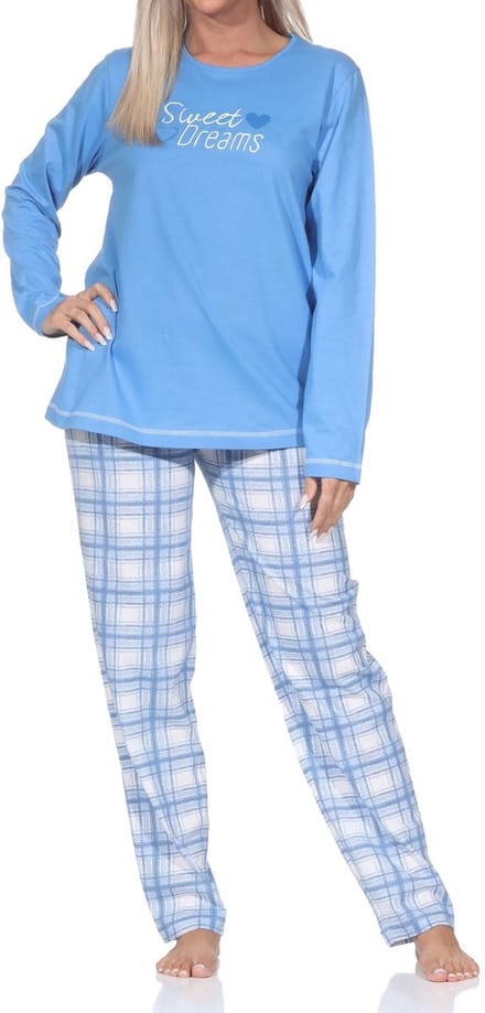 Normann damespyjama met geruite jersey pyjamabroek - ook in grote maten