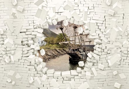 Fotobehang Ship Brick | XL - 208cm x 146cm | 130g/m2 Vlies