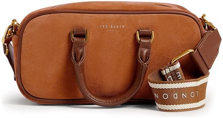 Ted Baker Leren handtas schoudertas Shayia Elongated Suede Boxy Top Handle Bag Brown Lichtbruin