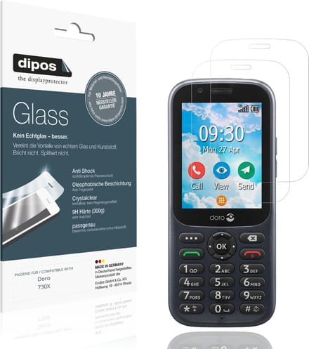 dipos – 2x Pantserfolie geschikt voor Doro 730X | 9H Screenprotector