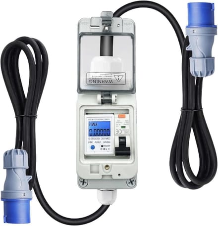 Digitale Stroommeter - Energie Verbruiksmeter - Stroom Meten - Met Aardlekschakelaar - 3 Meter Kabel - Wit