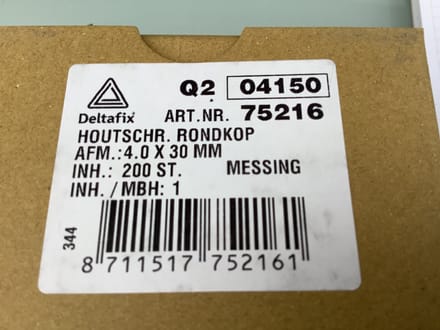 Deltafix houtschroef rondkop messing 4.0 x 30 mm din 96 200 st.