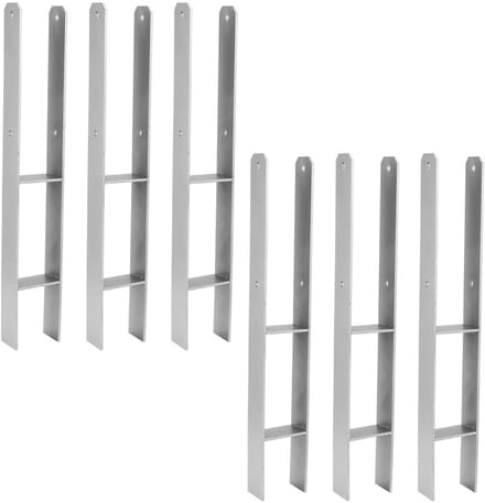Set van 6 H-vormige Ankers voor Palen en Houtconstructies - 111 x 600 mm