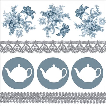 Servetten 20pcs / 33 x 33cm, Teapots Blue