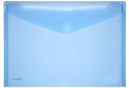 Enveloptas Foldersys A4 PP dwars transp blauw A4 Velcro Envelop Blauw