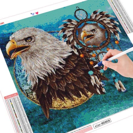 Peinture diamant 5D d'aigle, broderie d'animaux, strass, images 30x30CM blue