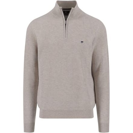 Fynch-Hatton Trui Troyer Zip Fine Allover Texture Winter White / male