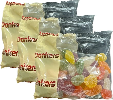 Donkers® | 3 x 1kg Luxe Fruit | Oud-Hollands Snoep | Vruchtenkoekjes | Nostalgie