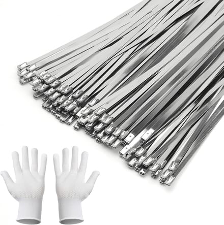 Solidchoice - Set van 100 RVS Kabelbinders 300x4.6mm Zelfvergrendelend