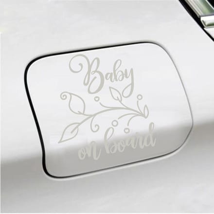Bumpersticker - Baby On Board - 12,7 X 11,7 - Zilver