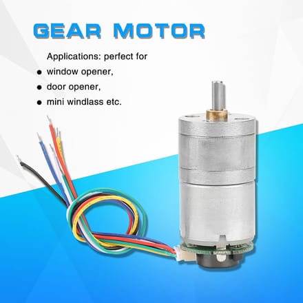 Moteur à Engrenages CC avec Encodeur 12V 25GA‑310‑128 Moteur Métal à Réduction de Vitesse (DC12V 70RMP)