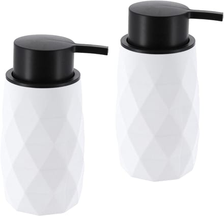 Tendance Zeeppompje/dispenser Diamond - 2x - wit - kunststof - 6 x 15 cm