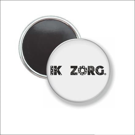 Button Met Magneet 58 MM - Ik Zorg - Wit - NIET VOOR KLEDING