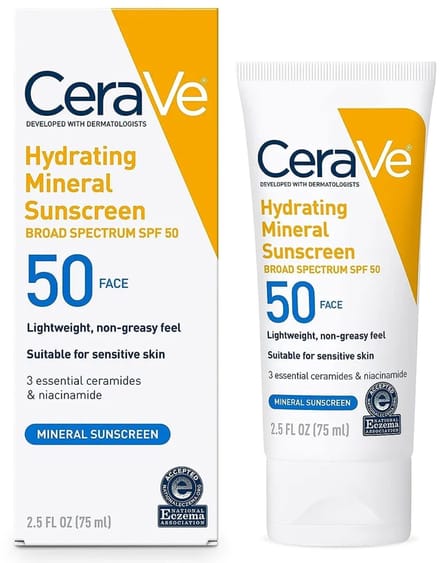CeraVe Hydraterende minerale zonnebrandcrème SPF 50 gezichtslotion - 75ml - gezichtscrème