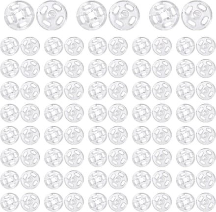 120 Sets Transparante Drukknopen 12 mm - Onzichtbare Snap Knopen voor Kleding, Naaien en DIY Projecten