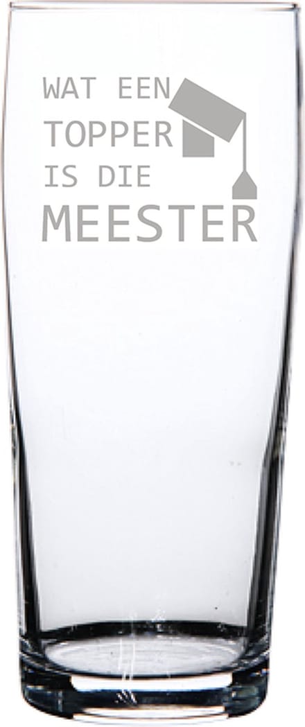 Gegraveerde bierfluitje 19cl Wat een topper is die meester