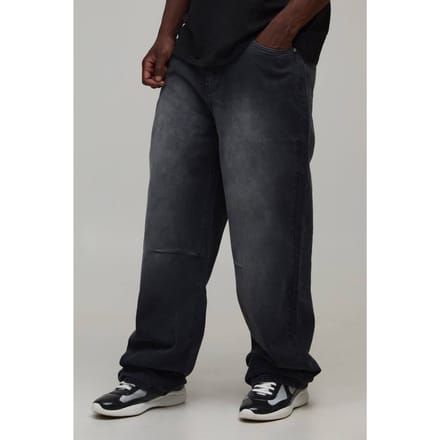 Lange Relaxed Fit Gewassen Jeans Met Knie-dart | Washed Black | Size 36L