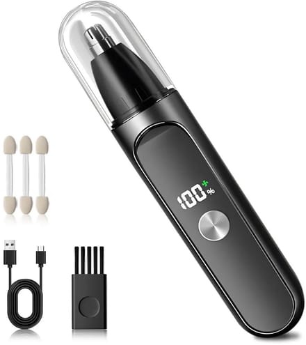 Neushaartrimmer, elektrisch scheerapparaat, LED-display, roterende dubbele roestvrijstalen messen, unisex.