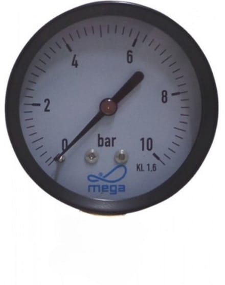 Profec Manometer 63 mm buitendraad 0 - 10bar zwart type droog achteraansluiting 1/4"