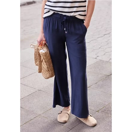 Mid Waist broek met Wide Legs en structuur
